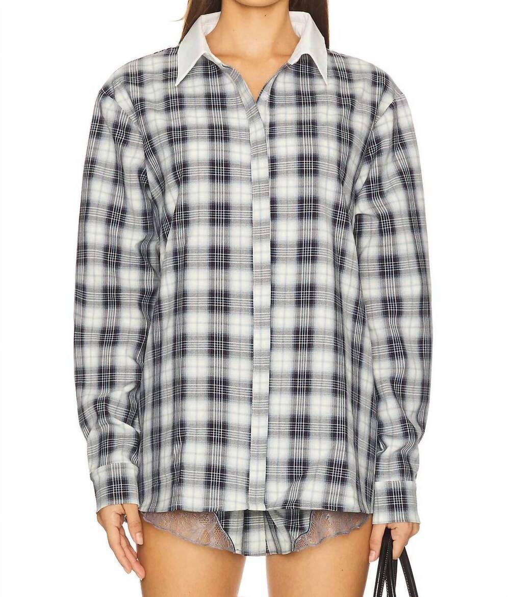 NEW LIONESS vacanza shirt in navy plaid